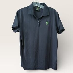 Monster Energy Womens Size Medium Black Polo Embroidered Logo